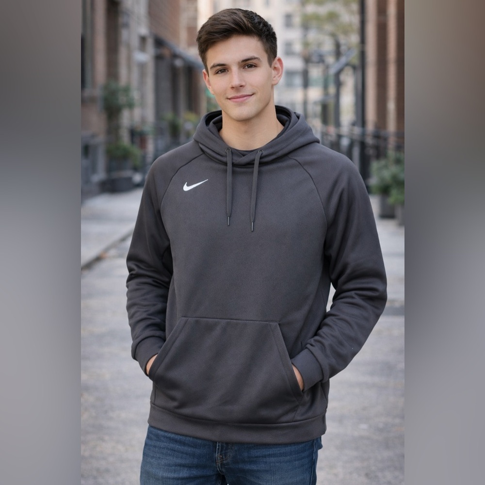 Nike Dri-FIT Charcoal Gray Pullover Hoodie‎ Unisex Small Athletic Sweatshirt